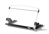 3M Adjustable Document Copy Holder, In-line with Monitor Minimizing Head and Neck Movement, 150 Sheet Capacity Holds Sheets to Books, Elastic Line Guide Keeps Pages Open, 14' Wide, Black (DH630) - Black/Clear