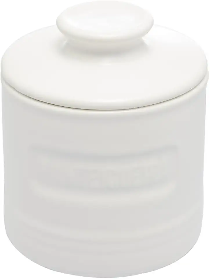 WOLFF - Manteigueira Francesa de Cerâmica com Tampa Branca Matte 8cm x 8cm x 9cm