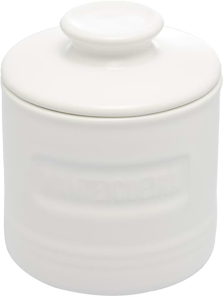 WOLFF - Manteigueira Francesa de Cerâmica com Tampa Branca Matte 8cm x 8cm x 9cm
