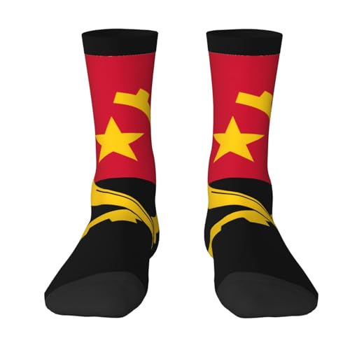 ZQYTGFDC Chaussettes longues respirantes avec motif drapeau de l'Angola