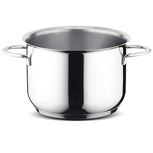 lagostina délicieux pot de 18 cm, haute inox avec 2 poignées latérales, fabriqué en Italie, adapté à l'induction