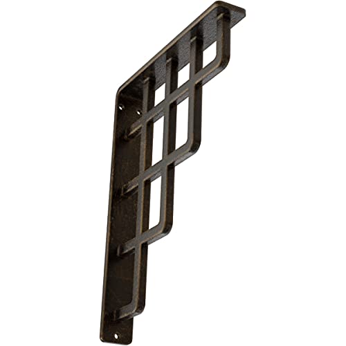 Ekena Millwork BKTM01X07X10SDIABS Metal Bracket, 1 1/2" W x 7 1/2" D x 10" H, Antiqued Brass