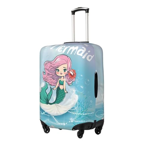Blue Mermaid Travel Luggage Cover Spandex Suitcase Protector Washable Baggage Covers Fits 18-32 Inch Luggage, L (26-28in)2