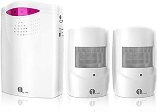 Driveway Alarm Wireless Outside, 1byone Motion Sensor Alarm 1000 FT Range Extra Loud Chimes Home Security Alarm System with 1 Receiver 2 Weatherproof Infrared Sensors Protect Indoor/Outdoor Property