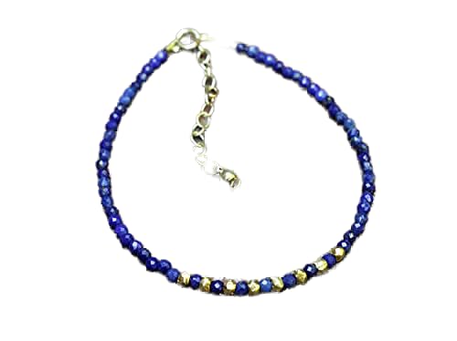 Bracelet lapis lazuli 2,5mm LKBEADS LCBR-4050, gemmes facettées unisexes et fermoir doré