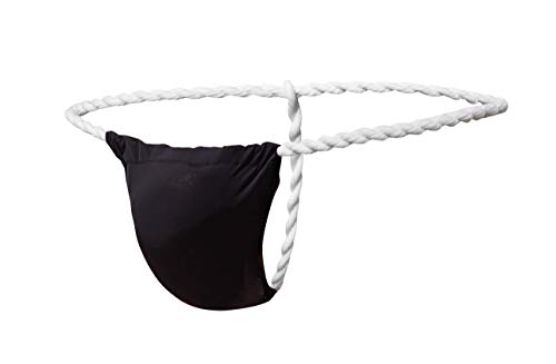 Newsywell Hombre Seda de Hielo Tanga Sumo Hilo Talle Bajo G-String Calzoncillos Ropa Interior para Hombre Bragas de Micro Thongs Bikini Slip Negro Large