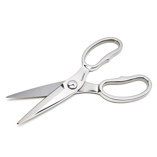 TONMA Japanische Küchenschere Edelstahl [Made in Japan] – Professionelle Küchenschere mit Mikroverzahnung, Spülmaschinenfest & Spiegelfinish für Fleisch, Gemüse, Geflügel