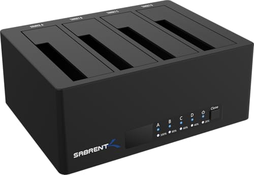 SABRENT 4-Bay USB 3.0 Docking Station for 2.5” & 3.5” SATA HDD & SSD, Trayless Design, USB 3.0 5Gbps, Offline Clone Function (DS-U3B4)