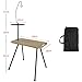 Aymzbd Portable Outdoor Folding Side Table PP Desktop Sturdy Versatile with Double Layer Light Stand Carbon Steel Legs, Brown