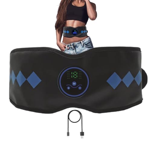 Estimulador muscular abdominal: activador central alimentado por USB de 19 niveles, dispositivo tonificador electrónico con correa de cuero, estructura de acondicionamiento de la cintura, herramienta