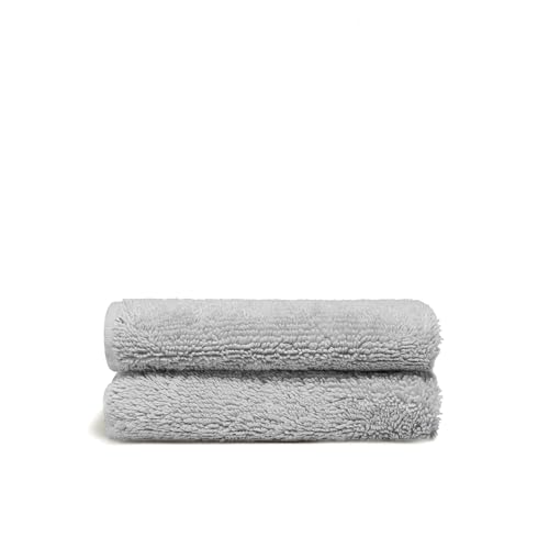 Italic Serene Ultraplush Australian Cotton Washcloths - Set of 2 Luxury Plush Face Wash Cloths, Soft and Absorbent 800 GSM 100% Cotton Washcloth for Bathroom, Spa, Gym, Face and Body (Light Grey)