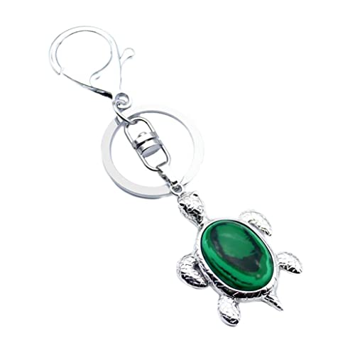 myaddiction Natural Gemstone Turtle Pendant Keychain Keyring Malachite Jewelry & Watches | Fashion Jewelry | Necklaces & Pendants