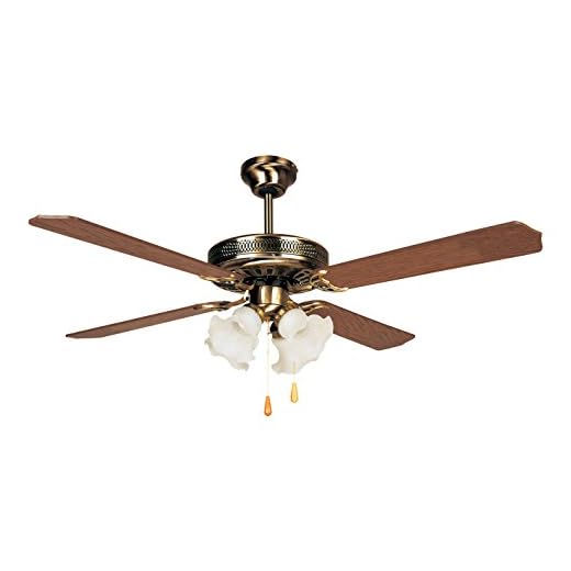 Orbegozo CT 10132 M - Ventilador de techo con luz, 4 palas reversibles, diámetro 132 cm, 60 W y 3 velocidades, madera