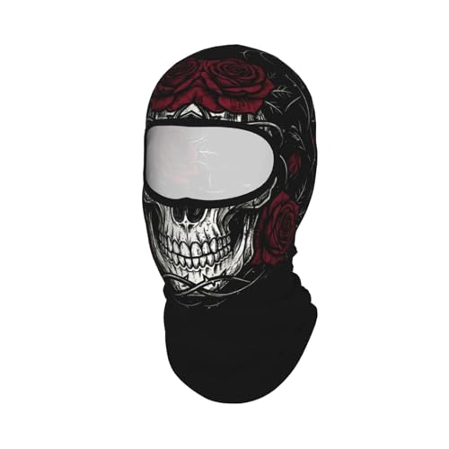 Vintage Skull Roses Thorns Gothic Biker Ski Mask Balaclava for Men Women