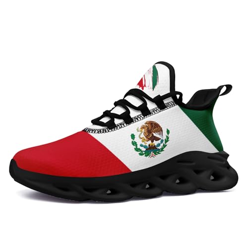 Fashion Mexico Flag Sneakers for Men Women Mesh Lightweight Breathable Stylish Mexican Sports Athletic Shoes