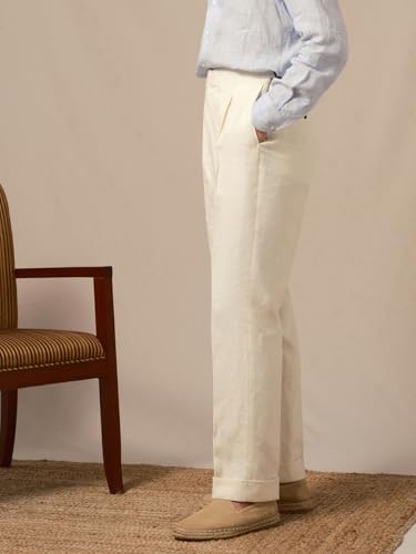 Men's Linen Classic Gurkha Naples Dress Pants No Need to tie a Belt Italian Style Summer Business3