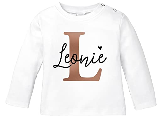 SpecialMe® Baby Langarmshirt mit Namen personalisiert Herz Initiale...