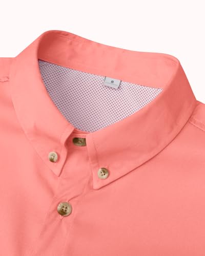 Image of Alimens & Gentle Short Sleeve Fishing Shirt Wicking Fabric Sun Protection Casual Button Down Shirts