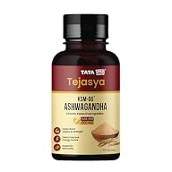 Tata 1mg Tejasya Ashwagandha KSM-66 Capsules | 600 mg Root Extract per Capsule | Supports Energy & Stamina | Clinically Researched | USDA Organic | Non-GMO | 60 Capsules — Ashwagandha Supplements