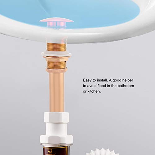 Kuuleyn Pop Up Waste Stopper,G1 1/4" Brass Bathroom Basin Sink Pop Up Drain Assembly Non-Overflow(Rose Gold) - Image 4