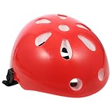 EXQUIMEUBLE Kinderfahrradhelm Verstellbar mit Stoßfestem Kunststoff Belüftung Schwammpolsterung Rot Schutzhelm für Skateboard Inliner Scooter Outdoor Sport