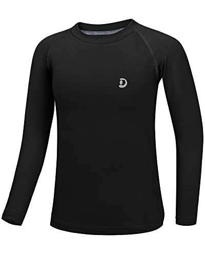 Dizoboee Youth Boys Compression Shirt Long Sleeve Kids Football Undershirt Moisture Wicking Baseball Shirt Sports Baselayer Black M #TOP20