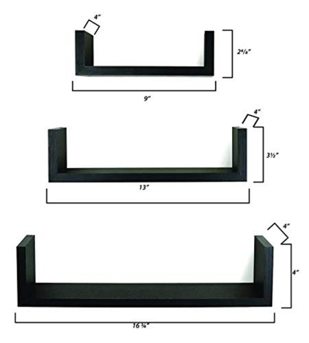 Adorn Home Essentials Floating Shelves Set Of 3 With Modern U Shape And Durable Design, Simple Hanging Kit Included (Espresso) #TOP7