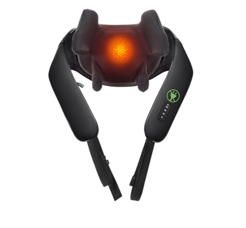 Cordless Shiatsu Neck and Back Massager with Heat, Rechargeable Electric Deep Tissue 3D Kneading Massage Pillow for Shoulder, Leg, Body Muscle Pain Relief, Gifts, for Dad Mom Friends