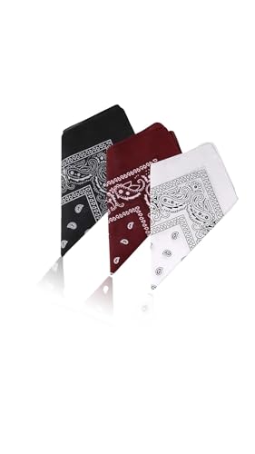 Sweet seven Versatile 3-Pack Cotton Paisley Bandanas - Face Masks, Scarves, and Headwear