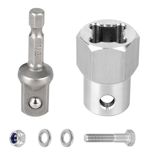 Image of Top-Wind Trailer Jack Drill Adapter 1 /2 in Shaft Hole a 1 /4 in Through Hole | Upgraded, Stainless Steel, Trailer Jack Crank Handle Cordless Drill Adapter, for Campers, RV, Light Small Trailer