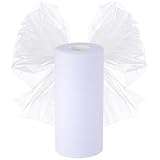 Rollo de tul de 30 cm x 92,5 m, cinta de tul para decoración de bodas, por metros, tela de organza para manualidades, pompones, manualidades, decoración de fiestas, color blanco