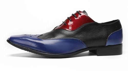 Santimon Mens Oxfords Casual Dress Leather Three Tone Formal Derby Wedding Ballroom Halloween Fashion Western Walking Shoes for Men2