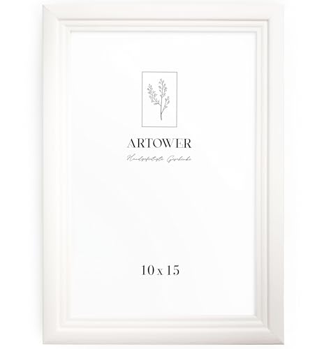 Artower Bilderrahmen Vintage Weiß Holz Rahmen für 10 x 15 cm | Posterrahmen Groß Collage | Picture Frame Vintage White Wood 10x15 cm | Retro Schmal Bilderrahmen | Weiß Poster Rahmen