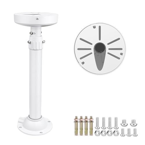ZT-NET Support de Montage sur Poteau pour Caméra IP CCTV, Base 6 Pouces avec Bras Extensible 30-60cm Réglable, Métal Solide Revêtement Poudre, pour...