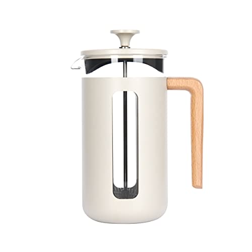 La Cafetière Pisa Stainless Steel Cafetière, Eight Cup, Latte, Gift Boxed, Cream, 1L