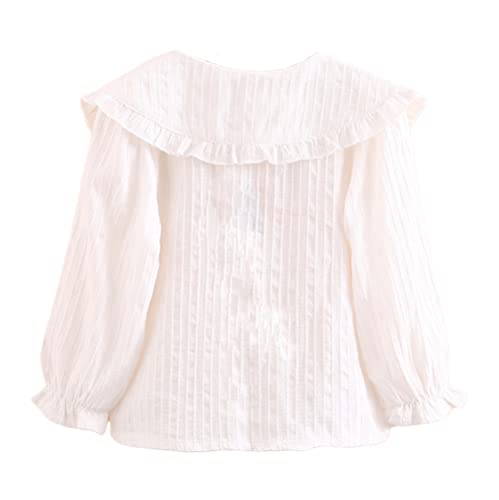 Mud Kingdom Little Girls Button Down Shirt Peter Pan Collar Embroidered Heart Love White 5T #TOP2