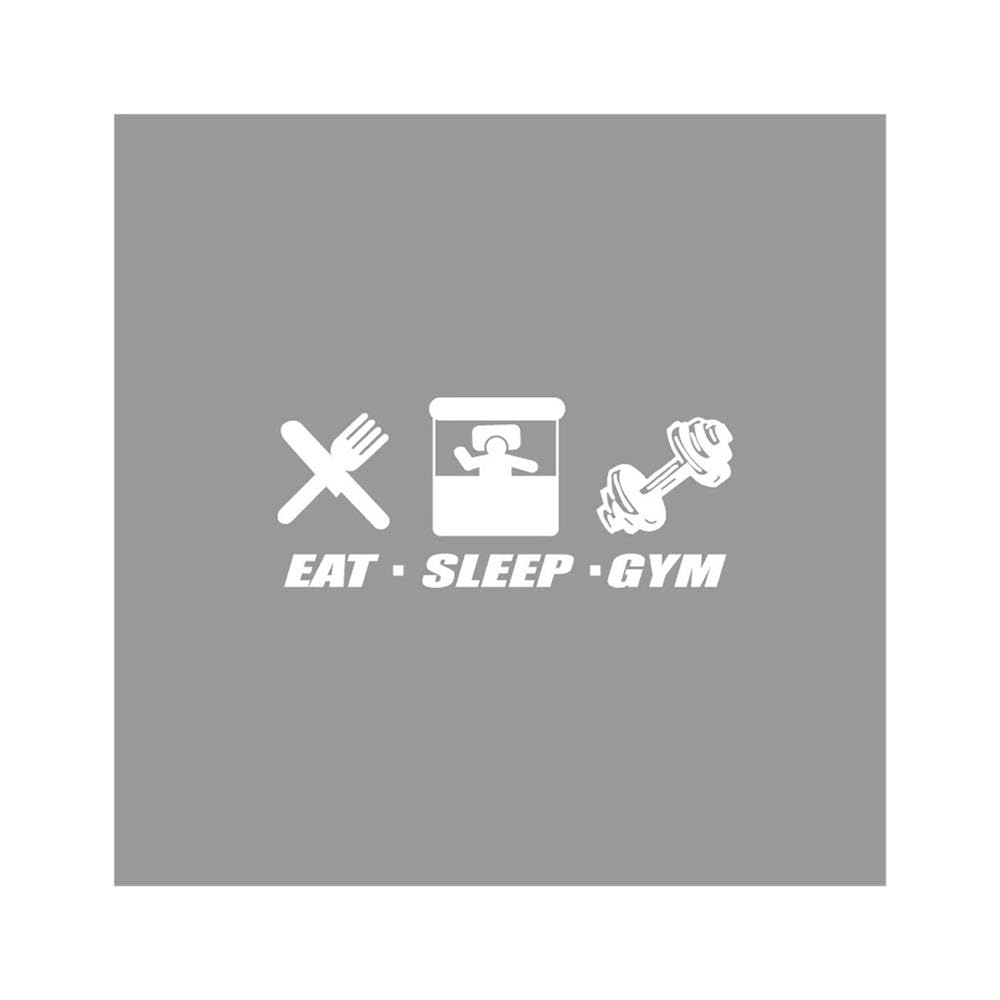 Auto Accessory Eat Sleep Gym Stickers Can Be Attached to Cars Electric Motorcycles Refrigerators Laptops Suitcases Decorations(White)