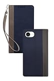 叶kanae カナエ iPhone 17e 用 / 16e 用 ケース カバー 手帳型 本革調 レザーケース ネイビー×グレー 1個入り