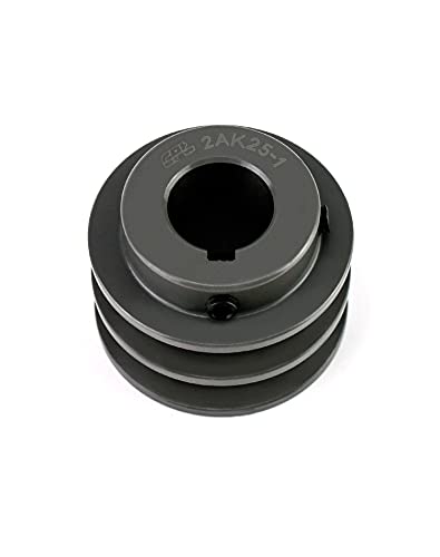 QWORK 2AK251 Double Groove Pulley/Sheave, 2.55"OD 1" Bore, AK Fixed Bore Pulley, for A, 3L & 4L (A & AX) V-Belts, Cast Iron