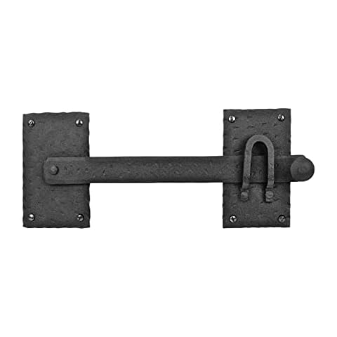 Renovators Supply Manufacturing Black Iron Gate Flip Latch 12" Large Antique Two Sided Flip Locks Rust Resistant Powder Coated Barn Door and Fence Gate Latches with Hardware Cover