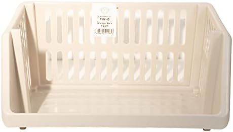Large 4 Tier Stacking Baskets Storage Veg Rack Plastic Stackers, Length 38 cm x Depth 31 cm x Height 17.5 cm (Taupe)