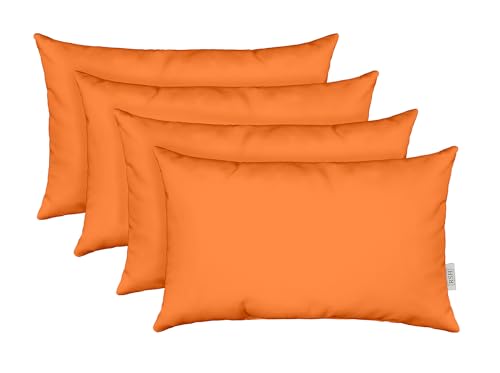 RSH DECOR: Sunbrella Lumbar Throw Pillows Set of 4 | 20" x 12" | Water and Fade-Resistant Performance Fabric | Outdoor Pillow Covers with Down-Alternative Inserts | Canvas Tuscan