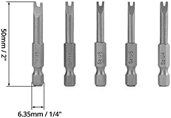 QWORK Schraubendreher Bits U Typ sicherheitsbits 1/4" Hex Shank 50mm Lange S2 Legierter Stahl Spezial Bit Set