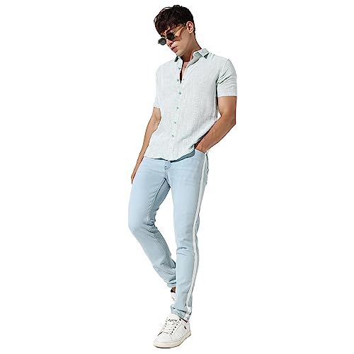 Image of CAHOOT Men's Button Up Regular Fit Shirt for Casual Wear | Stretchable Fabric | Spread Collar Shirt Crafted with Regular Sleeve & Comfort Fit for Everyday Wear