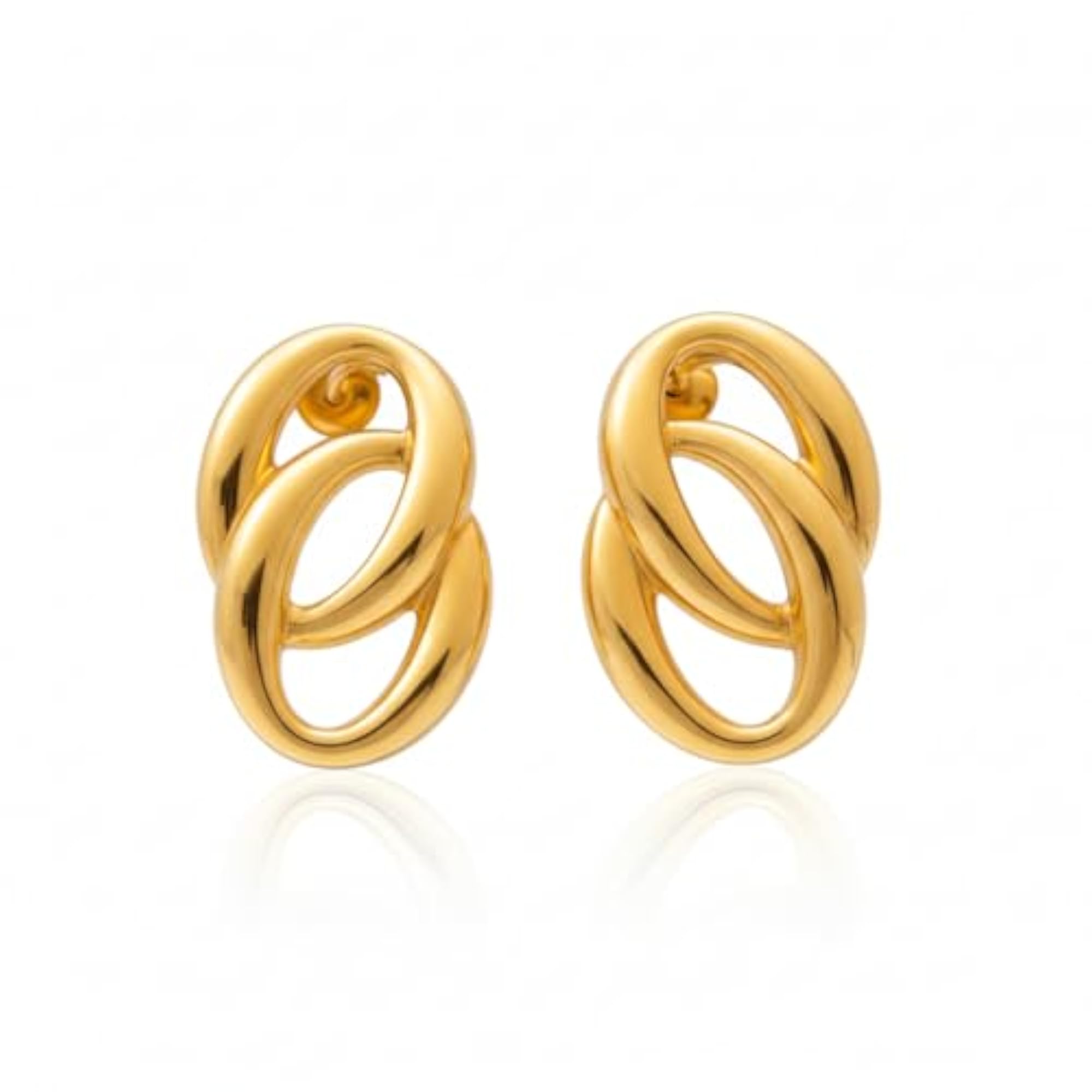 Women's Gold Plated Double Loop Hoop Statement Earrings