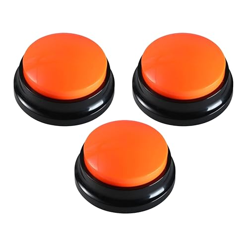 Image of Foodie Puppies Interactive Dog Toys, Pet Voice Training Talking Button /Buzzer Toy for Communication - Pack of 3 (Recording Button, Orange) 30Sec Record & Playback, [Without Battery]