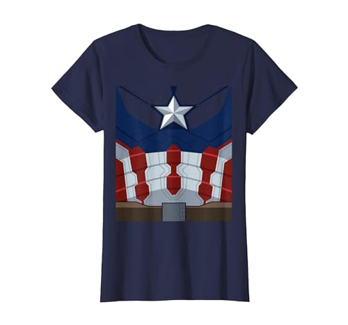 Marvel Captain America Costume T-Shirt, Women, Navy Blue, Medium