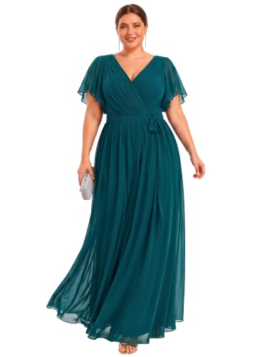 Image of Ever-Pretty Plus Women's Chiffon Maxi Plus Size Formal Bridesmaid Dresses