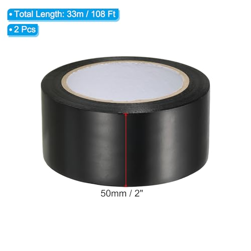 Image of PATIKIL Corrosion Protection Pipe Tape, 2 Pcs 108 Ft x 2 Inch PVC Insulation Wrap Duct Tape Self Adhesive for Metal Electrical Piping Drain Pipe Electrical Wires HVAC Duct, Black