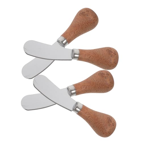 OUNONA 4pcs Cheese Knife Slicers Spreader Portable Multipurpose Aluminum Shape Convenient Honey Spatula Ketchup Spatula Home Accessory Jam Scraper Wood